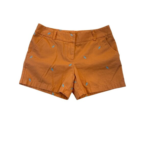 J.Crew Pants - J.Crew Women's Shorts Size 8 Embroidered Sea Shells Cotton Orange Melon Chino
